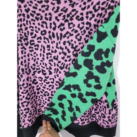 NWOT Asos Sweater Womens Pullover Leopard Cheetah Long Sleeve Green purple - Picture 5 of 6